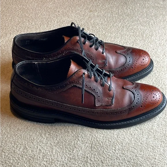 FLORSHEIM Vintage Men\'s Longwings Wingtips Pebbled Brown Brogues Oxfords 7.5D s-l400.jpg main image 2
